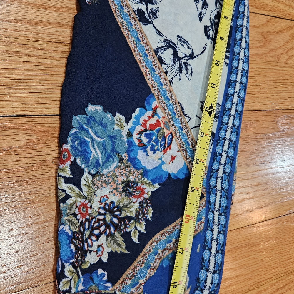 Figueroa & Flower Blue Floral Tunic Blouse Boho Patchwork Design, Size Large - Picture 10 of 10